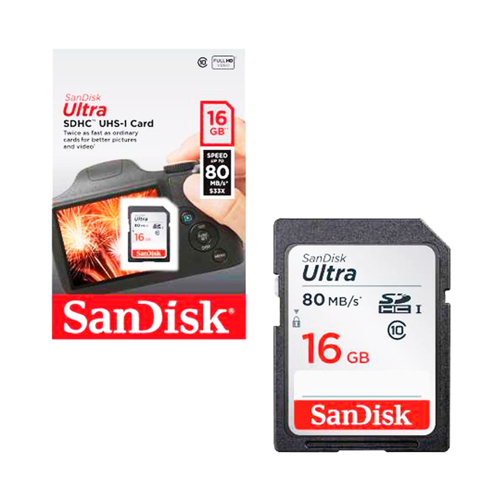 sandisk-0002019 MEMORIA SANDISK SD 16GB ULTRA 80MB/S (SDSDUNC-016G) - Imagen 1