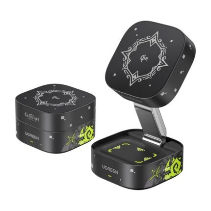 ESTACION DE CARGA PLEGABLE MAGNETICA QI2 UGREEN GENSHIN 2 EN 1