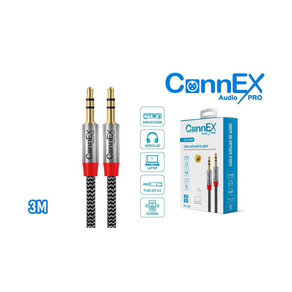 zz-cx-15-0150-3m-cable-audio-3-5mm-a-3-5mm-3m-cap-met-alum-y-malla-de-nylon CABLE AUDIO 3.5MM A 3.5MM 3M CAP. MET. ALUM. Y MALLA DE NYLON - Imagen 1