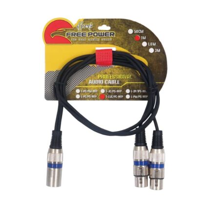 CABLE PARA MICROFONO 2 JACK CANUN A 1 PLUG CANUN 1M (HFP)