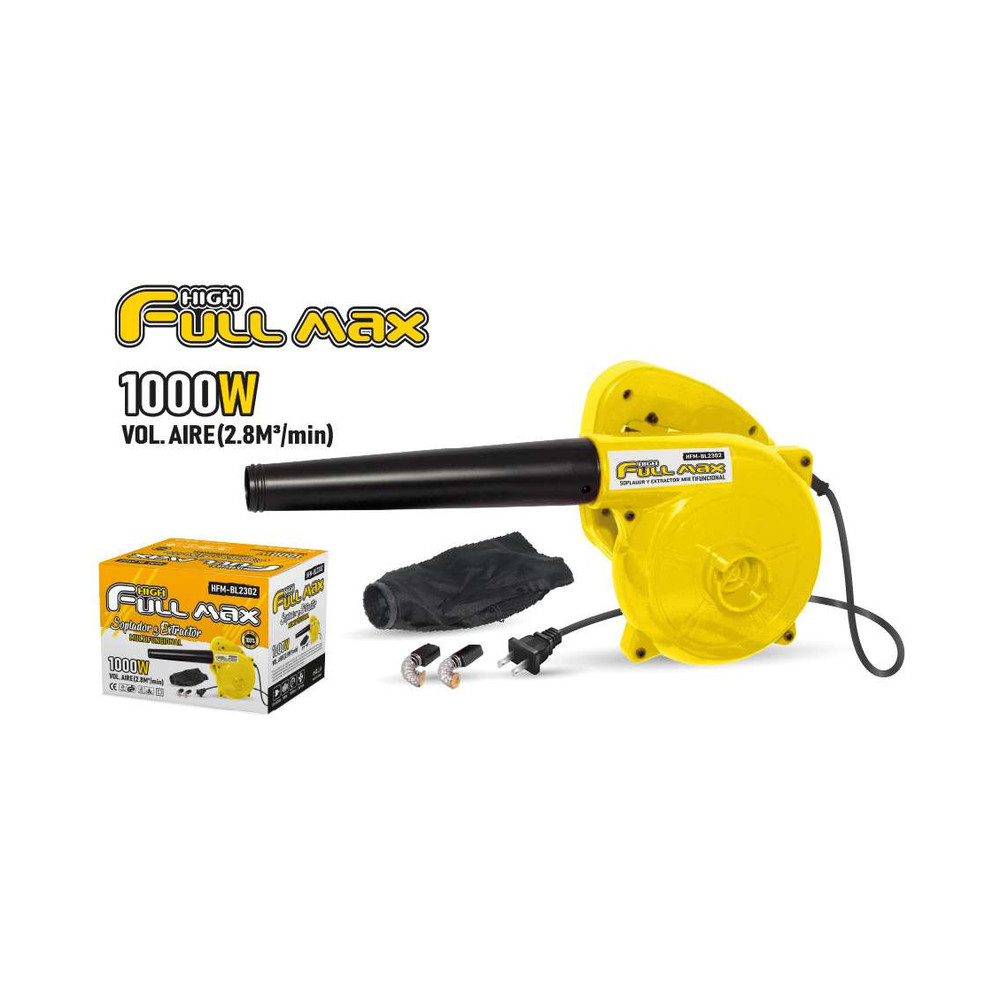 zz-hfm-bl2302-soplador-estractor-de-aire-para-pc-1000w-13000rpm-50-60hz-ac-220-240v-2-8m-amarillo SOPLADOR ESTRACTOR DE AIRE PARA PC 1000W 13000RPM 50/60Hz AC 220/240V 2.8M AMARILLO - Imagen 1
