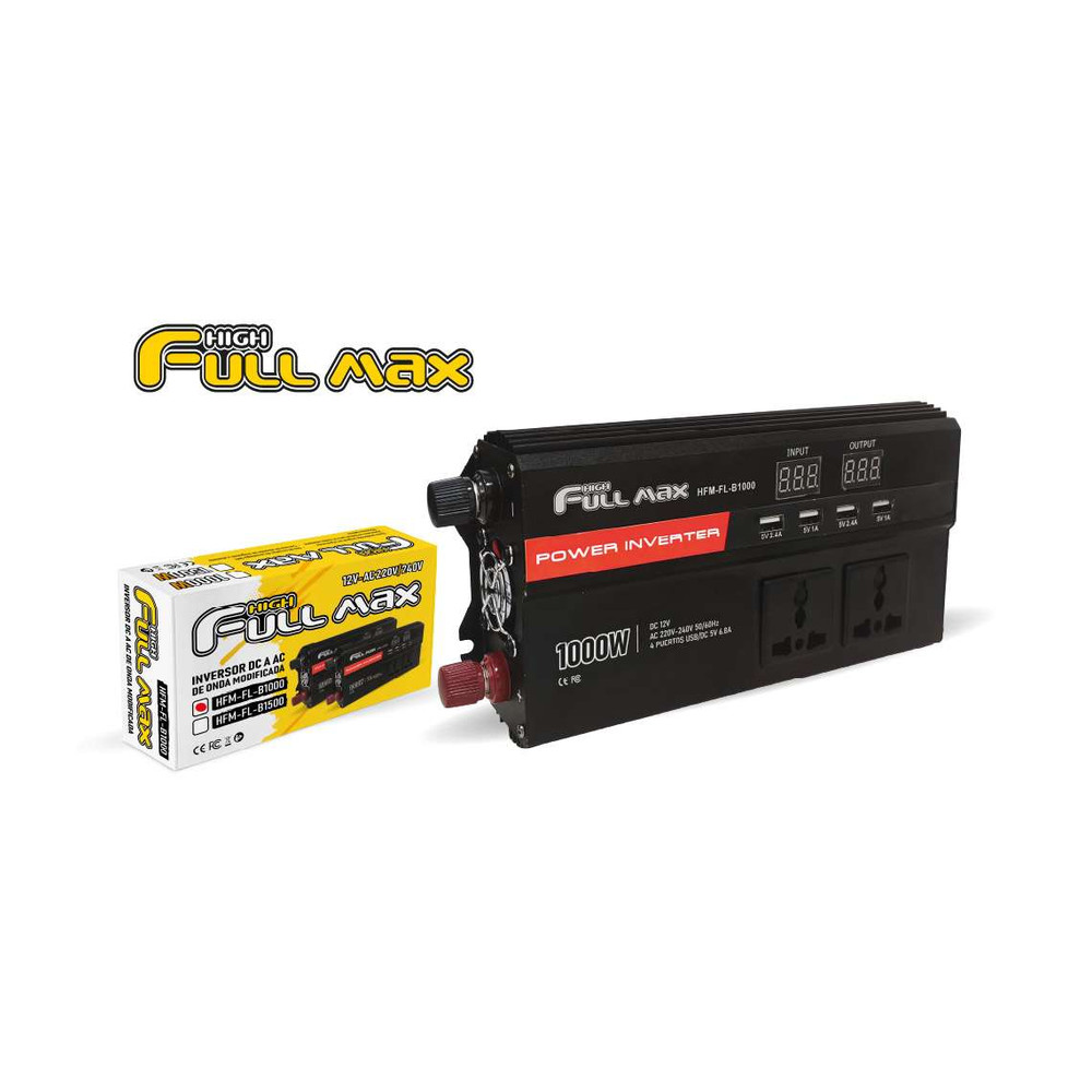 zz-hfm-fl-b1000-inversor-de-onda-modificada-1000w-4-puertos-usb-5vdc-6-8a INVERSOR DE ONDA MODIFICADA 1000W 4 PUERTOS USB/ 5VDC 6.8A - Imagen 1
