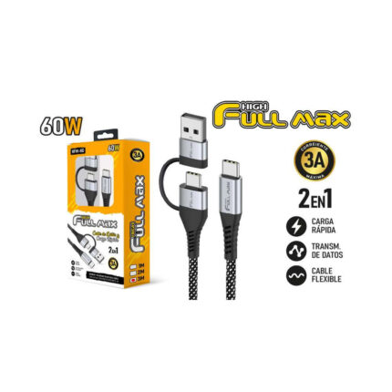 CABLE USB A TIPO C MAS ADAPTA. TIPO USB PARA DATO Y CARGA 3M
