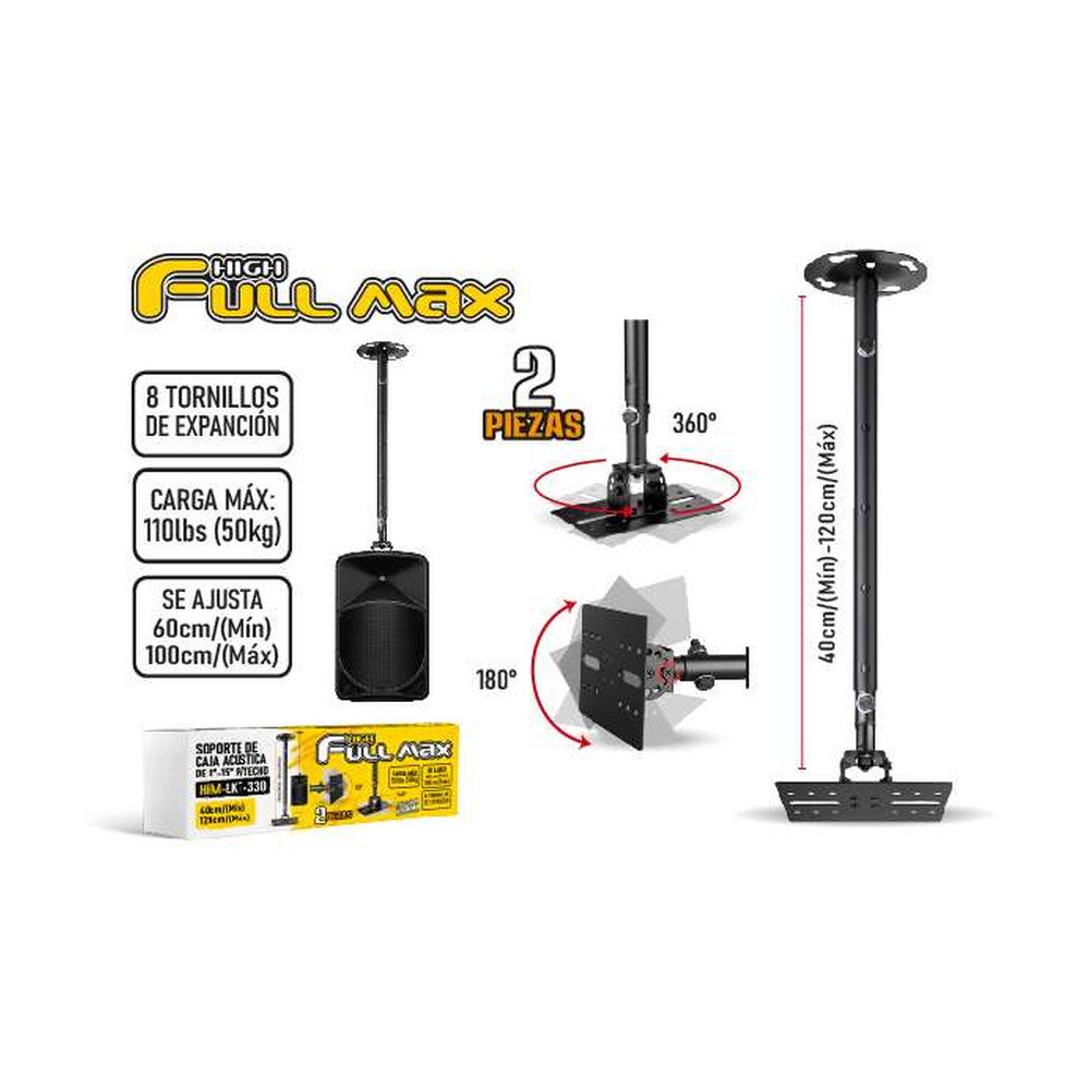 zz-hfm-lkt-330-rack-colg-p-caj-audio-8-15-50kg-360-negro-2pcs RACK COLG P/CAJ AUDIO 8/15´´ 50KG 360° NEGRO (2PCS) - Imagen 1