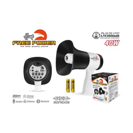MEGÁFONO 40W MAX (ALTAVOZ, GRABADOR, SIRENA, USB, SONIDOS DE ANIMALES)