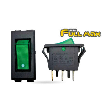 SWITCH ROCKER NEON (ON-OFF) 3P 10A 250V VERDE