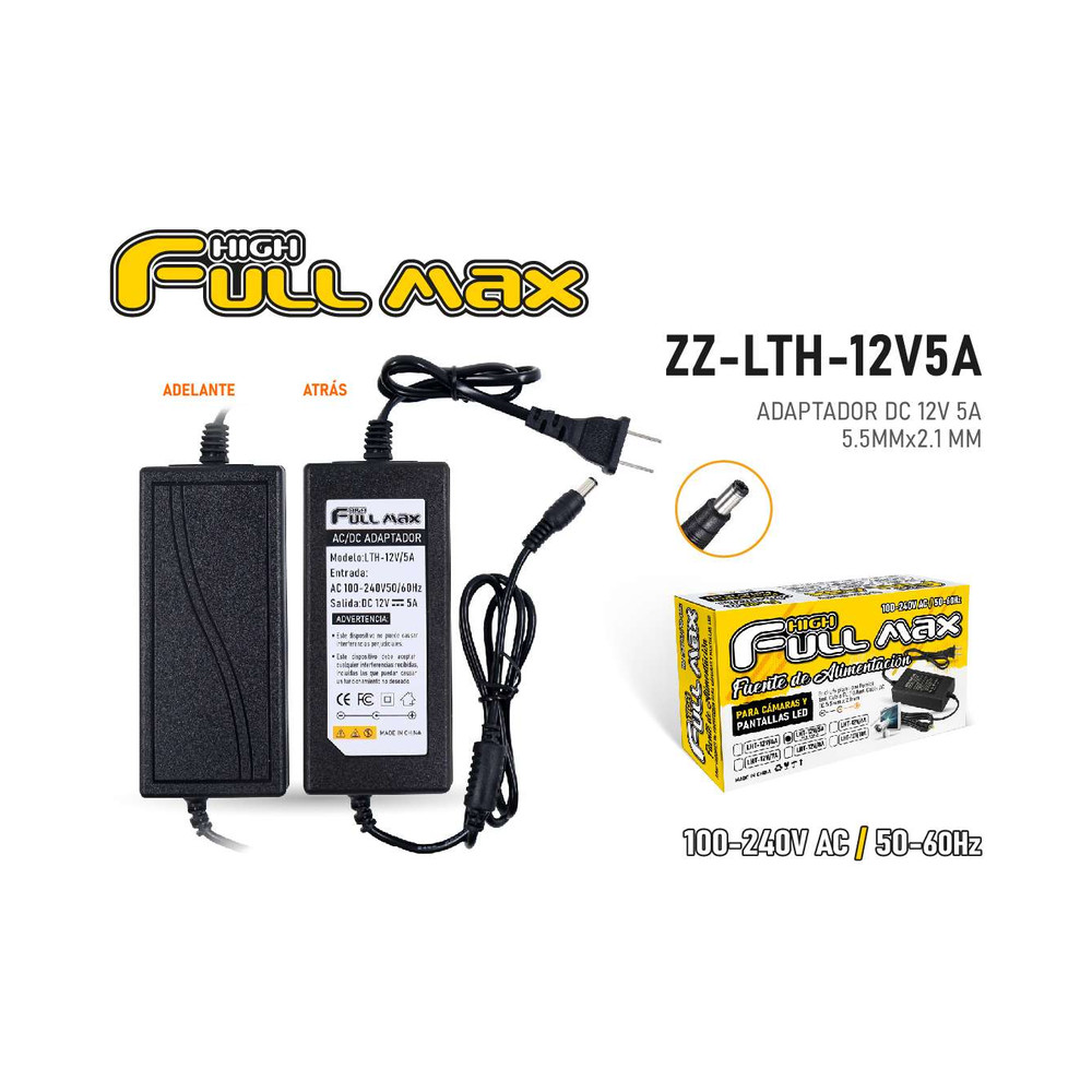 zz-lth-12v5a-hfm-adaptador-12vdc-5a-plug-5-5-2-1-mm-hfm ADAPTADOR 12VDC 5A PLUG 5.5/2.1 MM (HFM) - Imagen 1