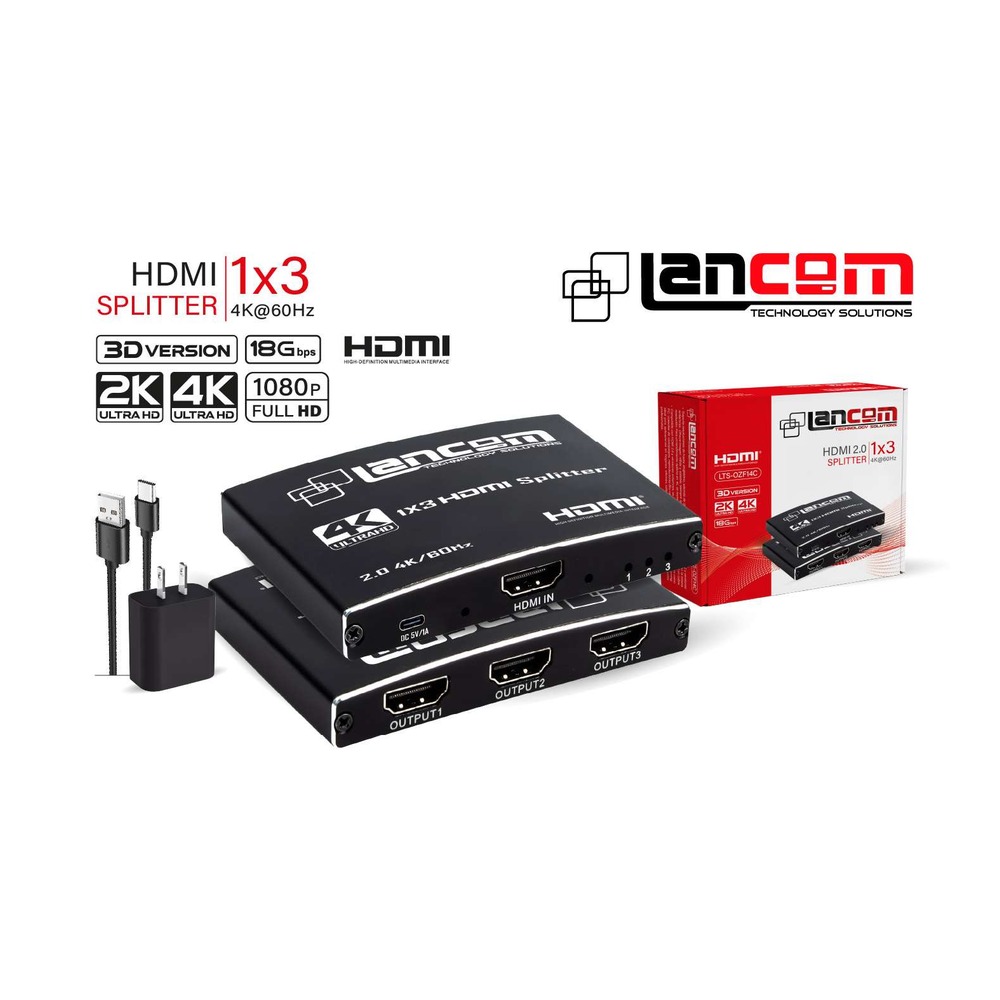 zz-lts-ozf14c-splitter-hdmi-2-0-ultra-pequeno-1x3-3840x2160p-60hz-rgb-600mhz-18-5gbps-carcasa-a "SPLITTER HDMI 2.0 ULTRA PEQUEÑO 1X3 3840X2160P/60HZ RGB 600MHZ/18.5GBPS CARCASA ALUMINIO NEGRO" - Imagen 1