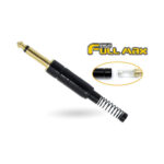 PLUG MONO 6.3MM METALICO PUNTA DORADA P/SOLDAR C/NEGRO